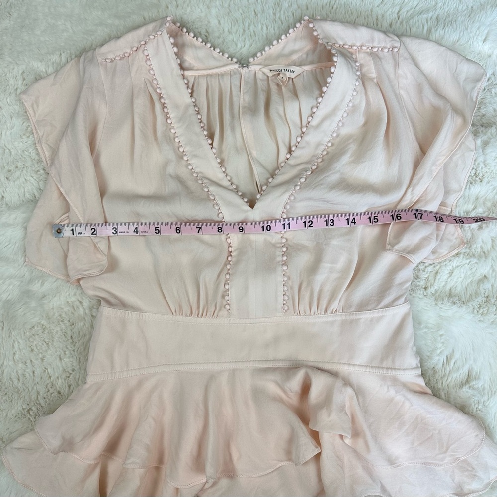 Rebecca Taylor 100% Silk Pink V Neck Blouse, 6 - Picture 3 of 8